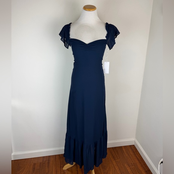 NWT Reformation Butterfly Midi Dress in Navy Blue Size 2 - Picture 3 of 11